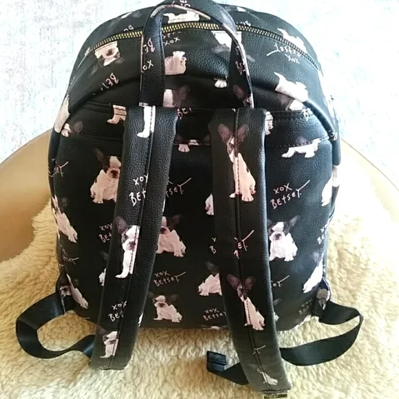 Adorable NWT Betsey Johnson French Bulldog Black Doggy Backpack - Picture 6 of 13